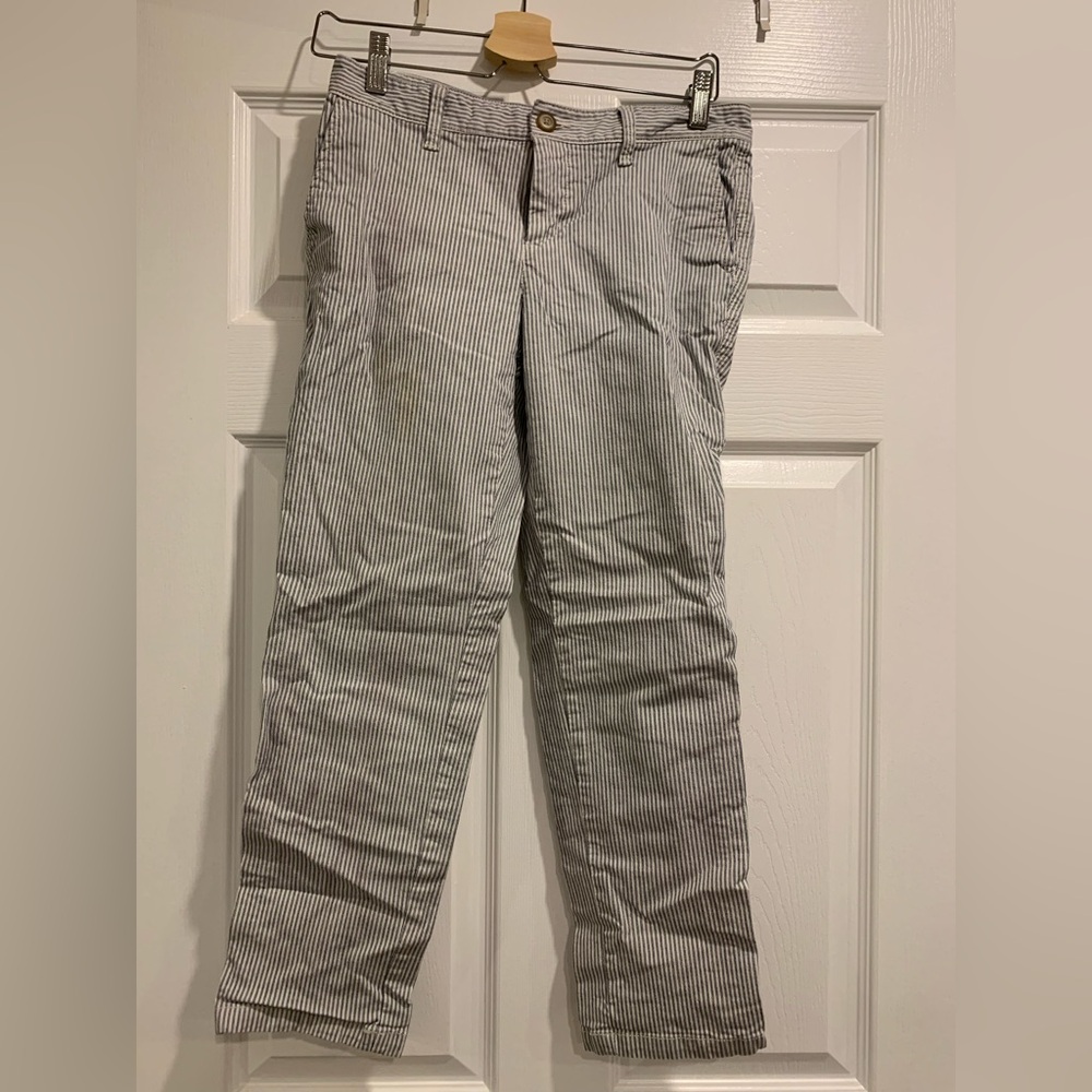 GAP Ivory/ Navy Pinstriped Girlfriend Khaki Pants- Size 0R